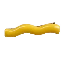 Two small wavy barrette hair clips in a glossy translucent yellow