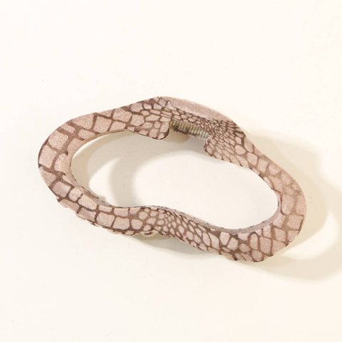 Leather Wavy Oval Hair Clip