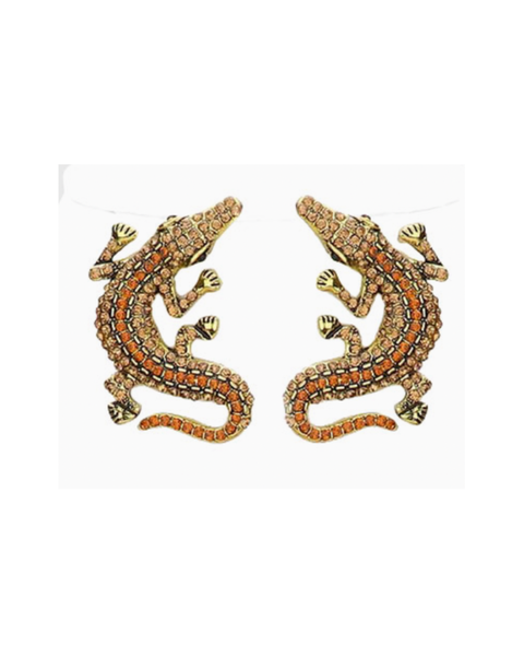 Double Alligator Evening Earrings