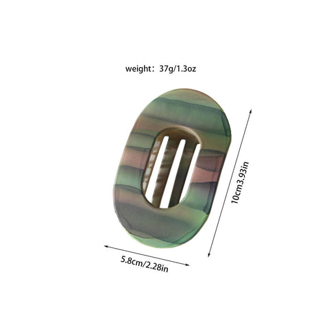 Frosted Oval Striped Hair Claw