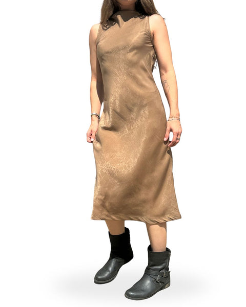 The Sabrina Bias Satin Boat Neck Dress