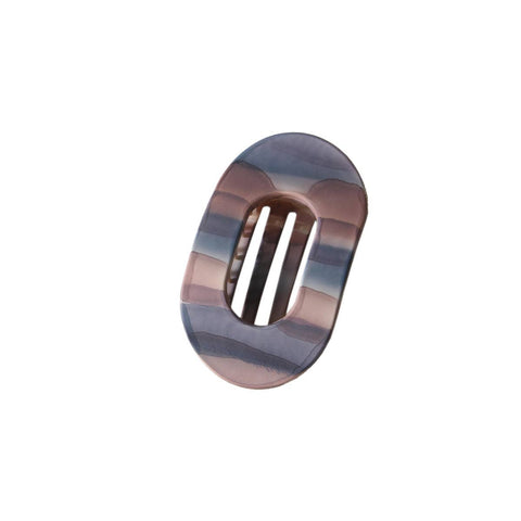 Frosted Oval Striped Hair Claw