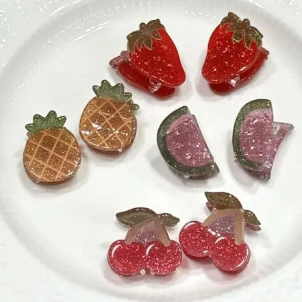 Cute Glittery Fruit Mini Hair Claw Clips