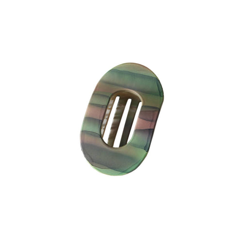 Frosted Oval Striped Hair Claw