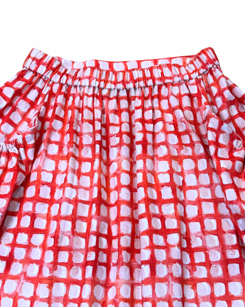 Red Gingham Bubble Pocket Skirt