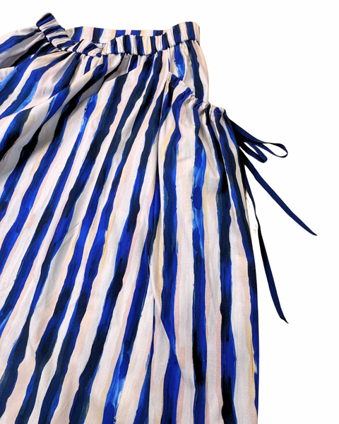 Blue Stripe Bubble Pocket Skirt