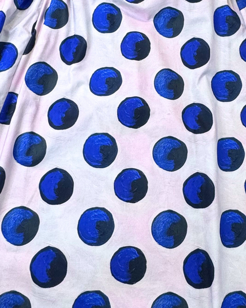 Blue Polka Dot Bubble Pocket Skirt