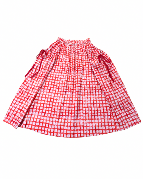 Red Gingham Bubble Pocket Skirt