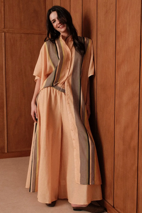 Blandine Peach Elastic Waist Pants