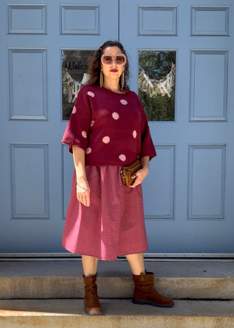 Polka Dot Knit Pullover Sweater