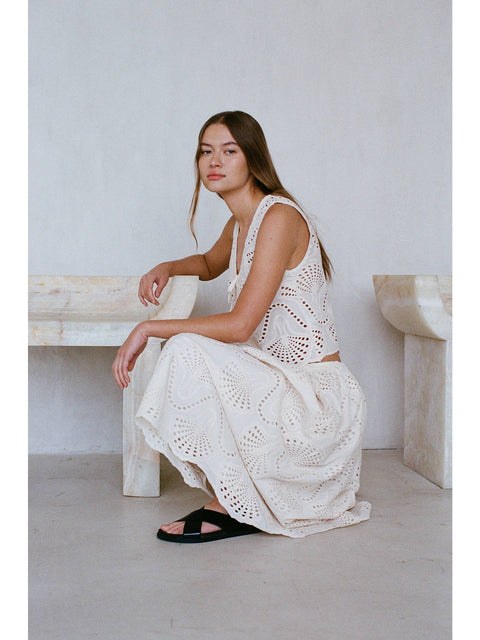 Cotton Eyelet Maxi Skirt