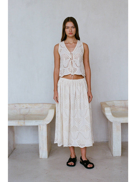 Cotton Eyelet Maxi Skirt