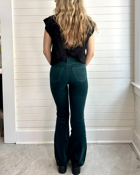 High waist Velvet Pants-Green