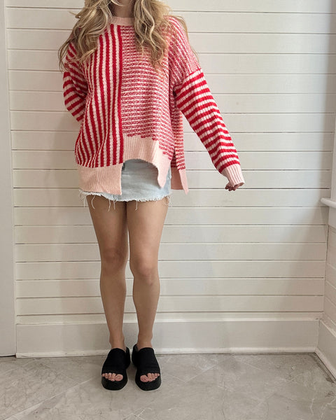 Hailee Stripe Asymmetric Sweater -2 Colors