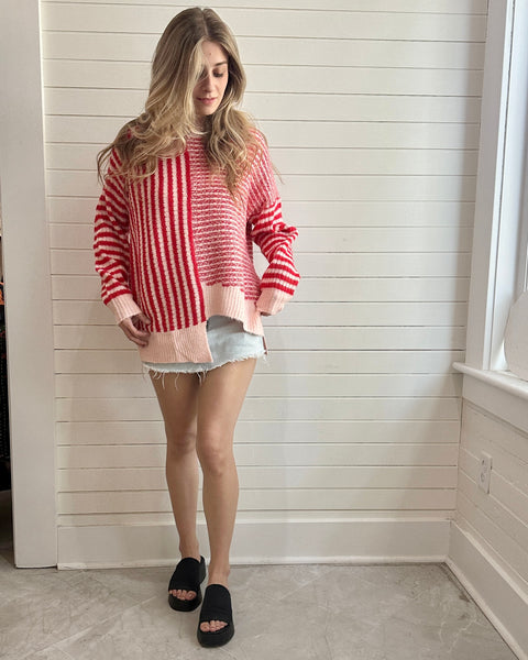 Hailee Stripe Asymmetric Sweater -2 Colors