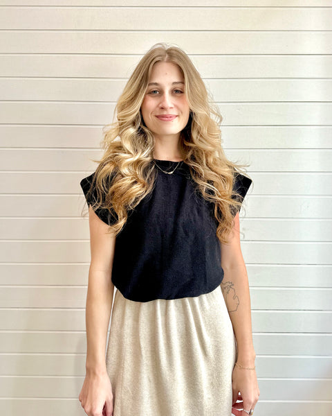 Shoulder Pad Crop Top
