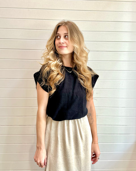 Shoulder Pad Crop Top