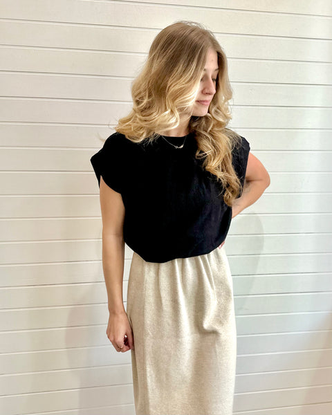 Shoulder Pad Crop Top