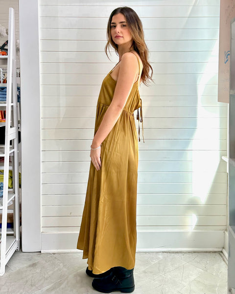 Satin Tie-Back Cami Midi Dress