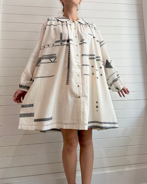 World of Crow Abstract oversized Shirt Dress