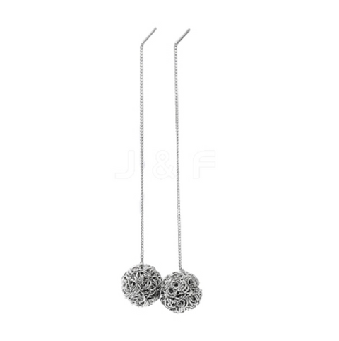 Silver ball Thread Earrings