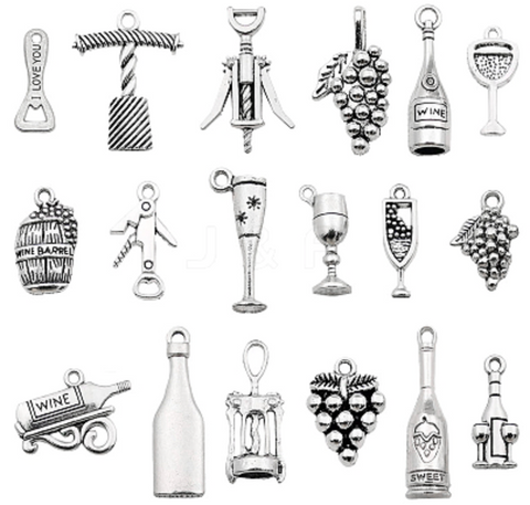 Assorted Wine Silver Charm