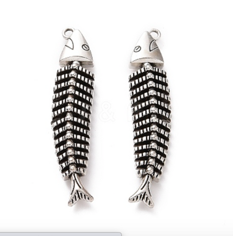 Fishbone Silver Charm