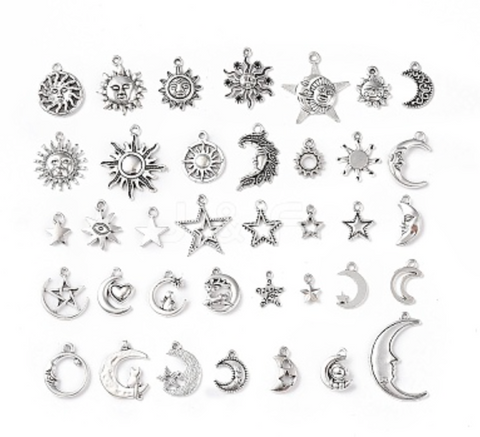 Assorted Moons Silver Charm
