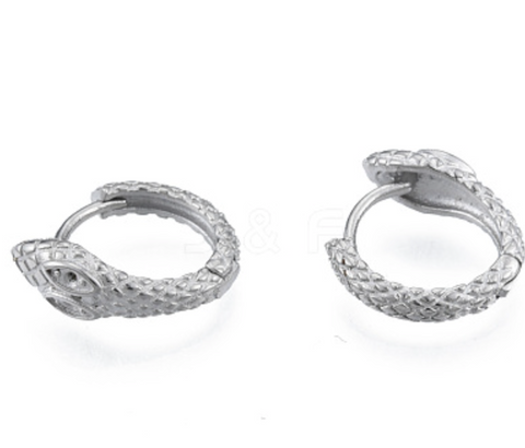 Silver Snake Huggie Earrings