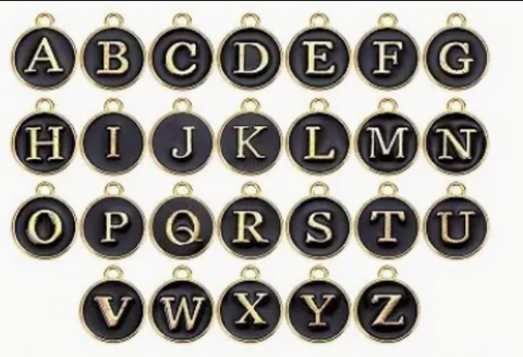 A-Z Circle Letter Charms-BLACK