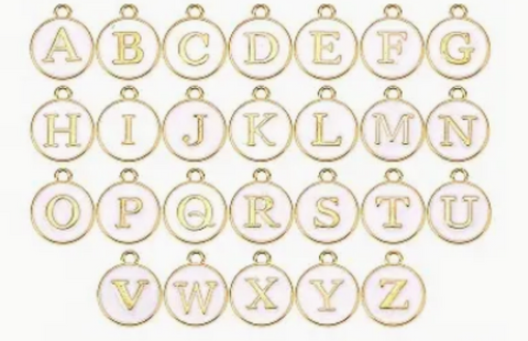 A-Z Circle Letter Charms-WHITE