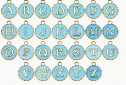 A-Z Circle Letter Charms-BLUE