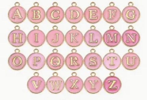A-Z Circle Letter Charms-PINK