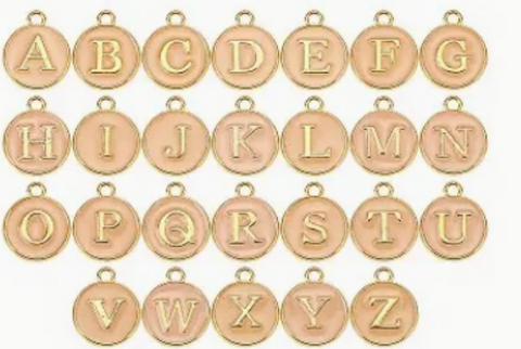 A-Z Circle Letter Charms-BEIGE