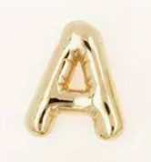Large Balloon Letter Pendant Necklace, A-Z, 18k plated, Brass