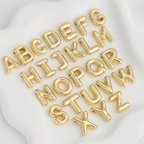 Large Balloon Letter Pendant Necklace, A-Z, 18k plated, Brass
