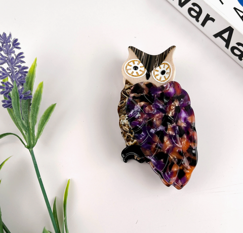 Purple Owl Hair Claw Clip