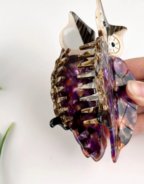 Purple Owl Hair Claw Clip