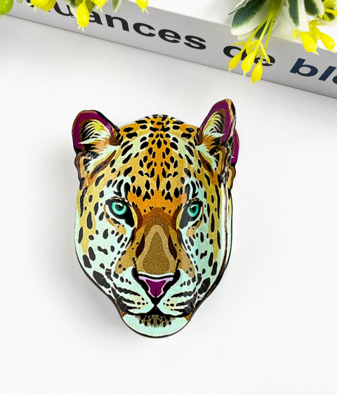 Cheetah Head Claw Clip