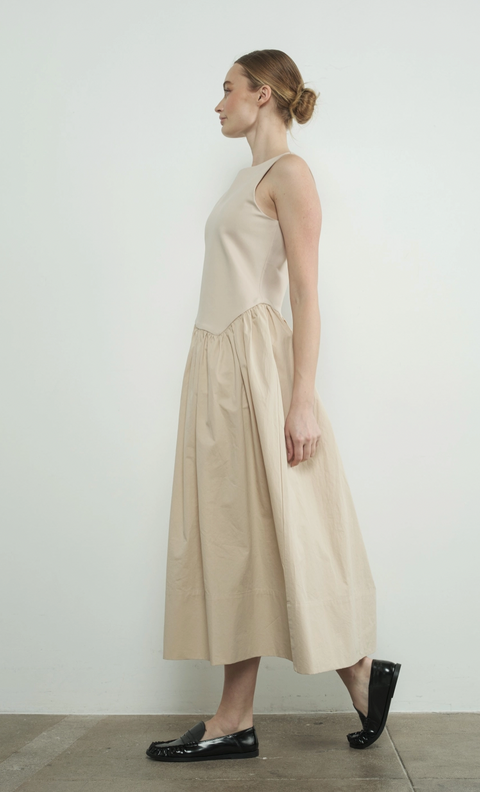 Asymmetrical Waist Sleeveless Maxi Dress