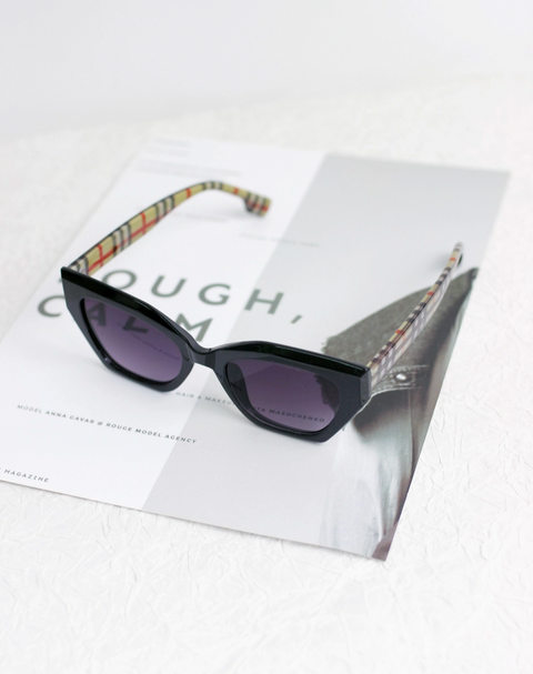 Cat Eye Sunglasses- Checkered Arm