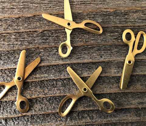 Brass Functional Scissors Charm