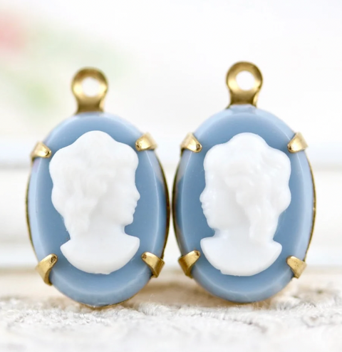 Vintage French Blue Cameo Charm