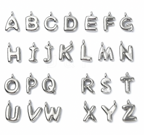 Large Balloon Letter A-Z Charm, Silver