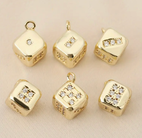 Gold Playing Dice Charm