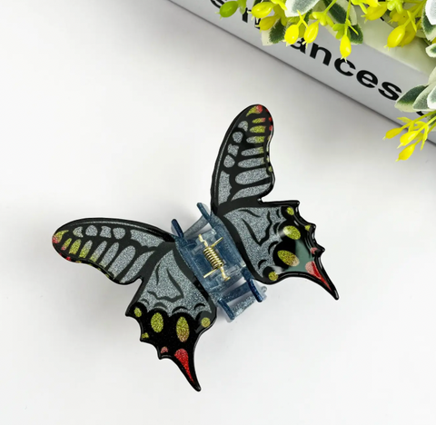 Glitter Butterfly Hair Claw Clip- Black