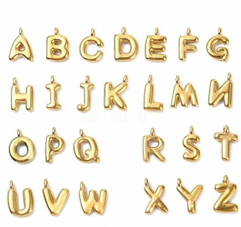 Balloon Letter A-Z Charm, Gold