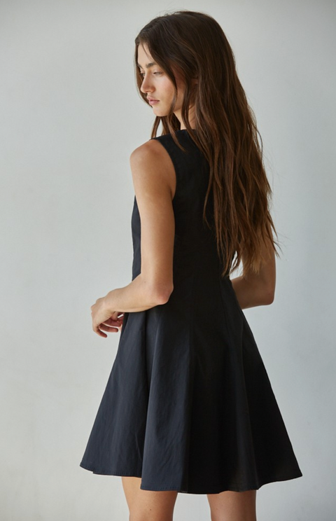 Woven Spandex Flare Mini Dress