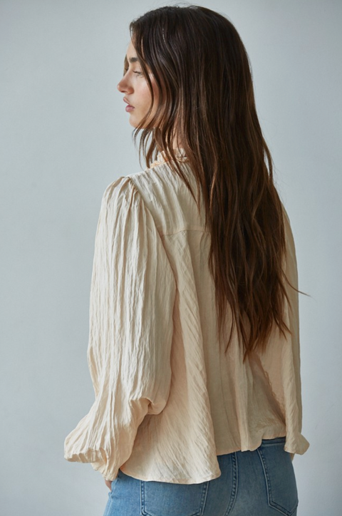 Sheer Lace Detail Blouse