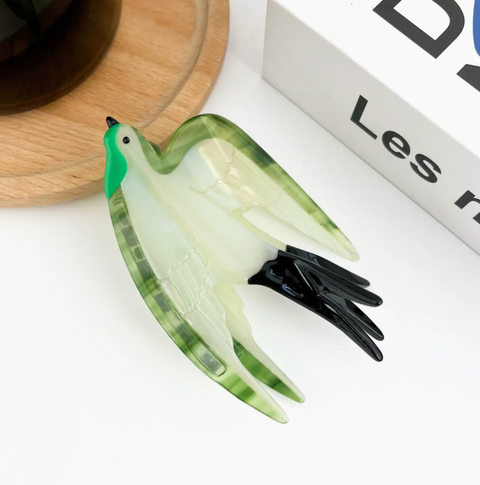 Green Bird Claw Clip